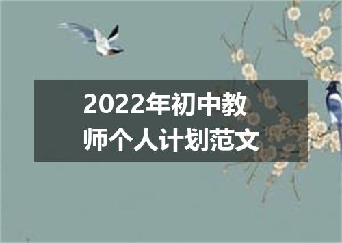 2022年初中教师个人计划范文