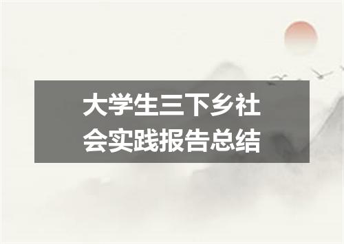 大学生三下乡社会实践报告总结