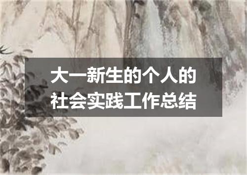大一新生的个人的社会实践工作总结
