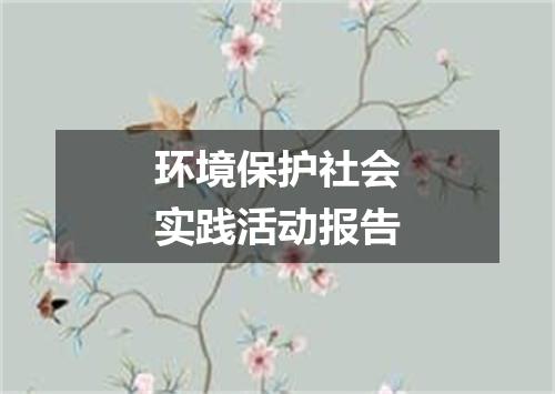 环境保护社会实践活动报告