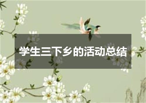学生三下乡的活动总结