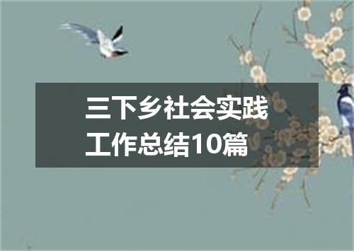 三下乡社会实践工作总结10篇