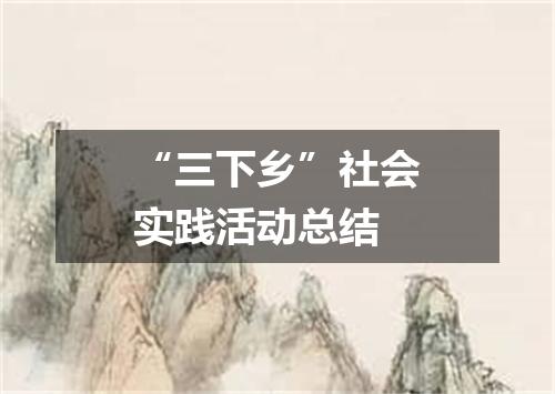 “三下乡”社会实践活动总结