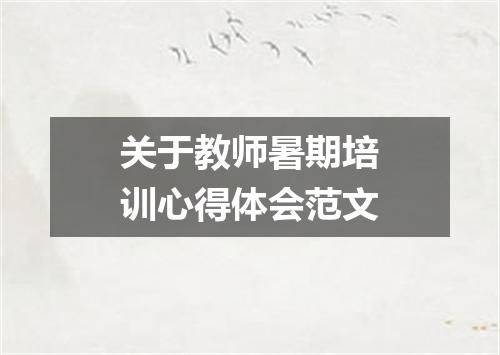 关于教师暑期培训心得体会范文