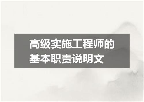高级实施工程师的基本职责说明文