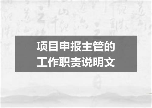项目申报主管的工作职责说明文