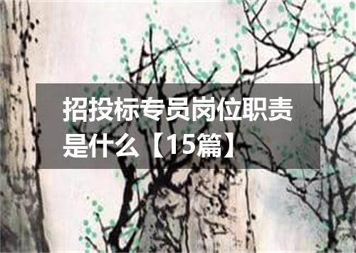 招投标专员岗位职责是什么【15篇】