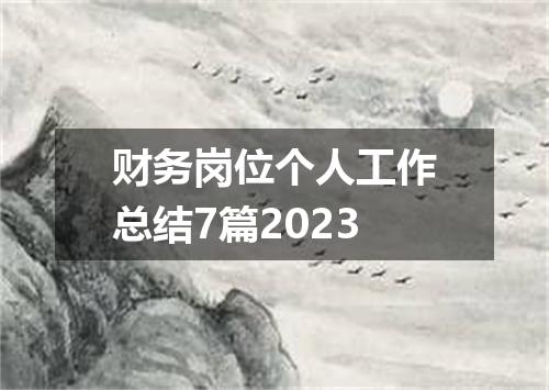 财务岗位个人工作总结7篇2023