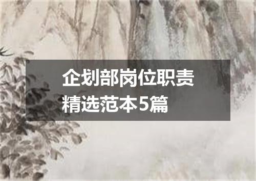 企划部岗位职责精选范本5篇