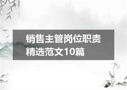 销售主管岗位职责精选范文10篇