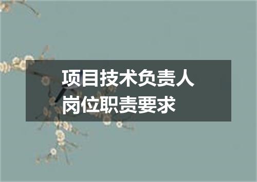 项目技术负责人岗位职责要求