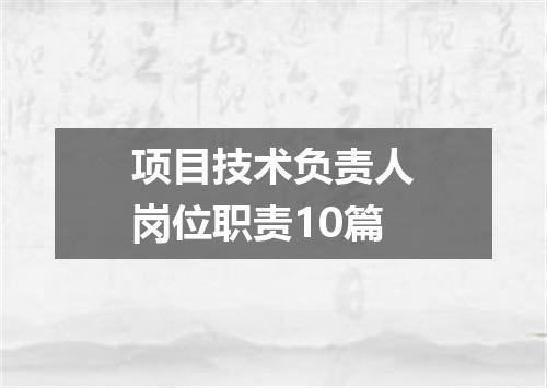 项目技术负责人岗位职责10篇