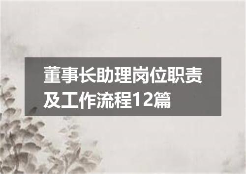 董事长助理岗位职责及工作流程12篇