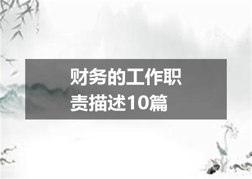 财务的工作职责描述10篇