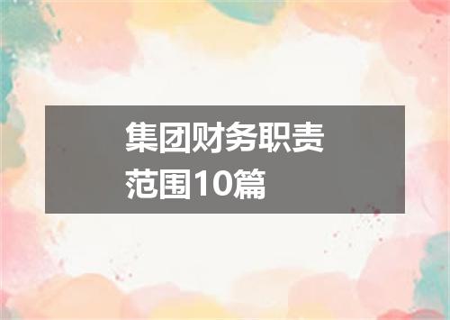 集团财务职责范围10篇