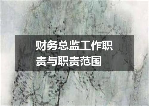 财务总监工作职责与职责范围