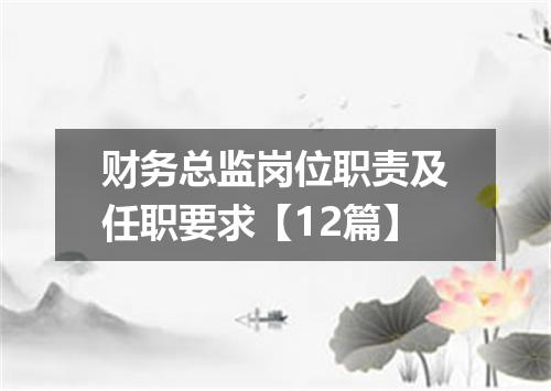 财务总监岗位职责及任职要求【12篇】