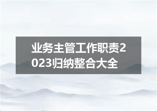 业务主管工作职责2023归纳整合大全