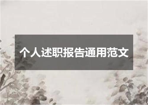 个人述职报告通用范文