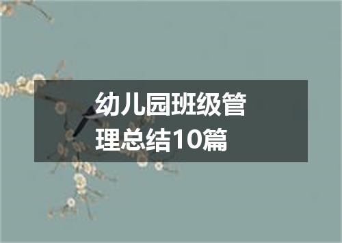 幼儿园班级管理总结10篇
