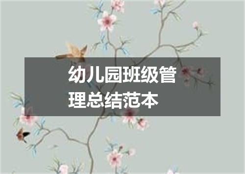 幼儿园班级管理总结范本