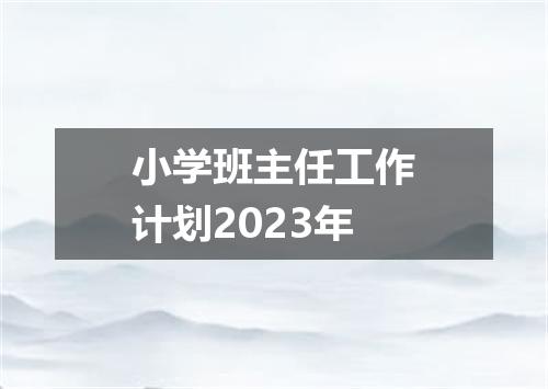 小学班主任工作计划2023年