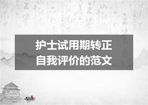 护士试用期转正自我评价的范文