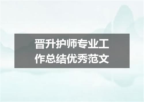 晋升护师专业工作总结优秀范文