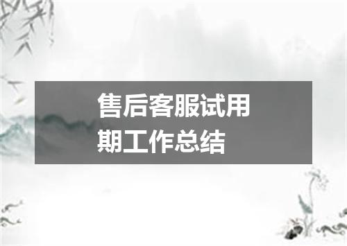 售后客服试用期工作总结