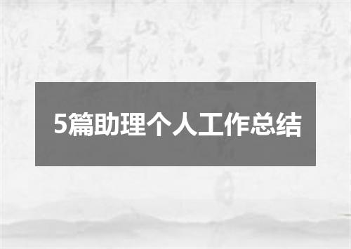 5篇助理个人工作总结