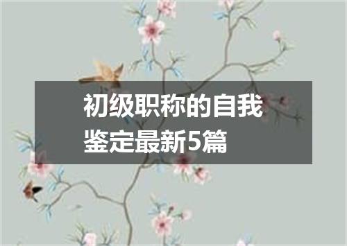 初级职称的自我鉴定最新5篇