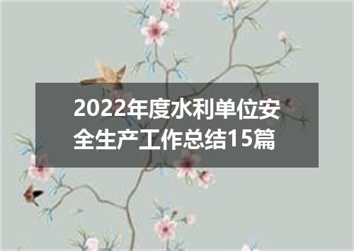 2022年度水利单位安全生产工作总结15篇