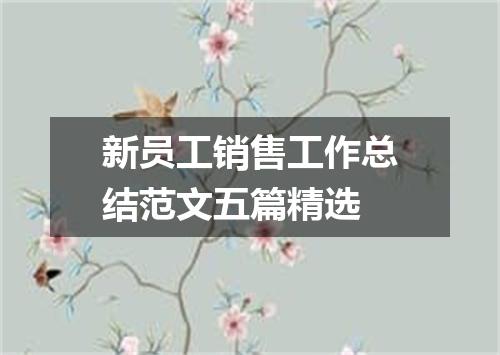 新员工销售工作总结范文五篇精选