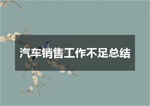 汽车销售工作不足总结