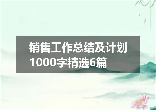 销售工作总结及计划1000字精选6篇