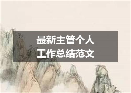最新主管个人工作总结范文