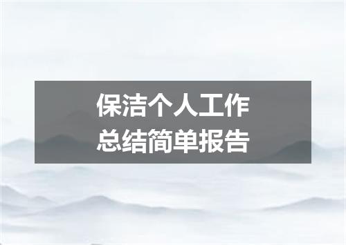 保洁个人工作总结简单报告