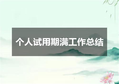 个人试用期满工作总结