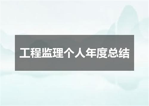 工程监理个人年度总结