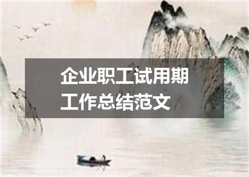 企业职工试用期工作总结范文