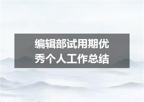 编辑部试用期优秀个人工作总结