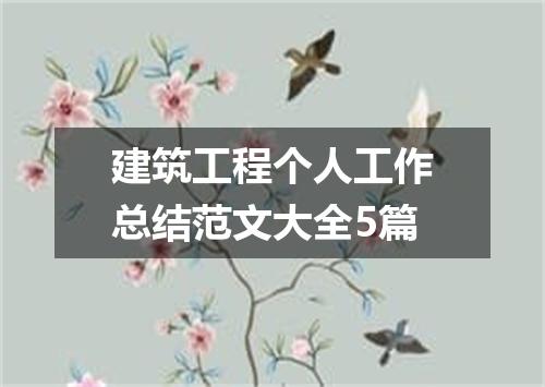 建筑工程个人工作总结范文大全5篇