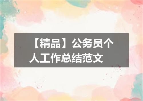 【精品】公务员个人工作总结范文