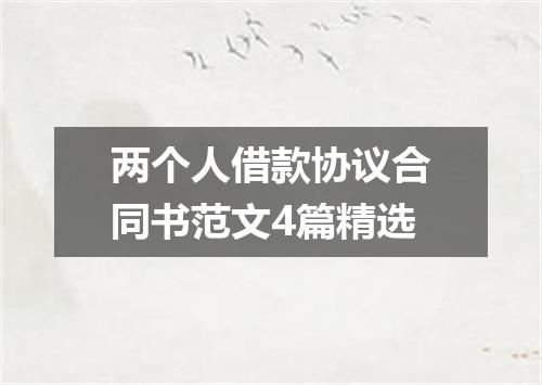 两个人借款协议合同书范文4篇精选