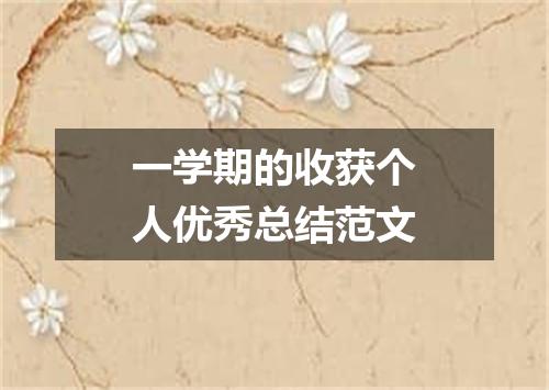 一学期的收获个人优秀总结范文