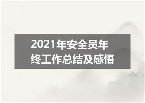 2021年安全员年终工作总结及感悟