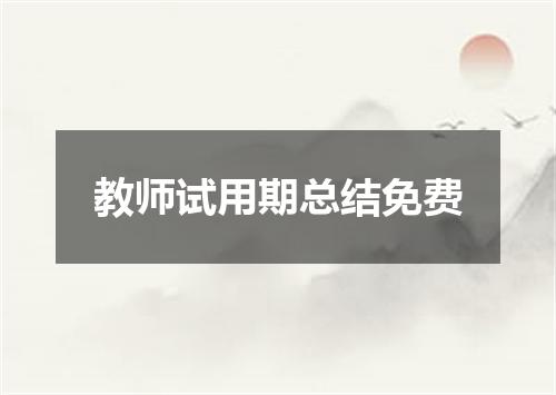 教师试用期总结免费