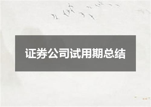 证券公司试用期总结