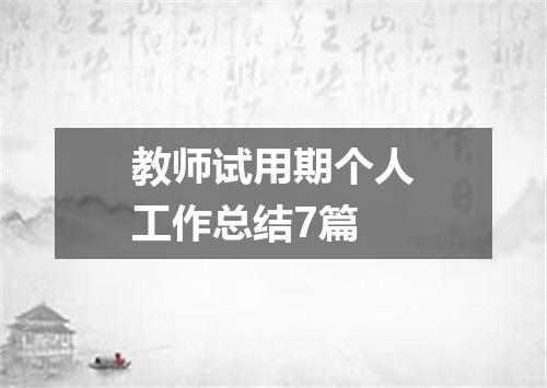 教师试用期个人工作总结7篇