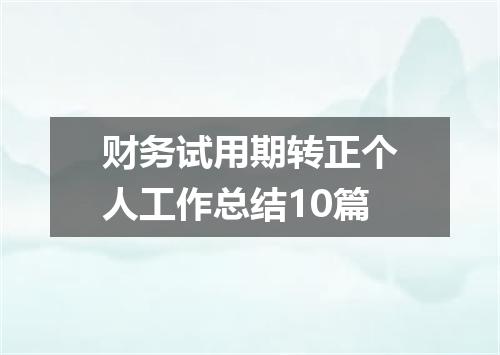 财务试用期转正个人工作总结10篇